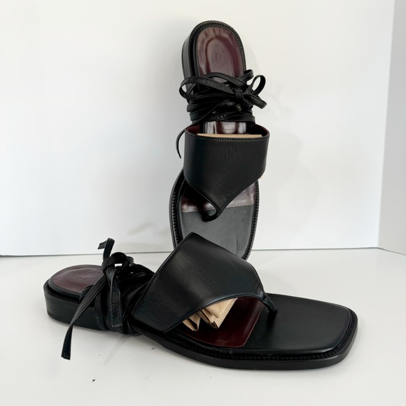 Staud Alexandre Lace Up Leather Gladiator Sandal US 9/9.5 EUR 40 Black - Picture 6 of 11